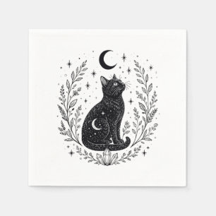Servilleta De Papel Gato místico bajo la luna