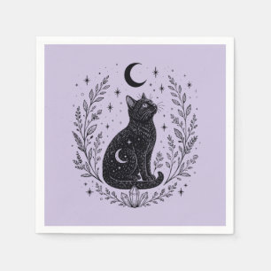 Servilleta De Papel Gato místico bajo la luna