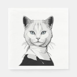 Servilleta De Papel Gato místico blanco y negro de Salem