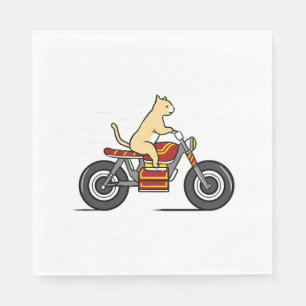 Servilleta De Papel Gato montando motocicleta