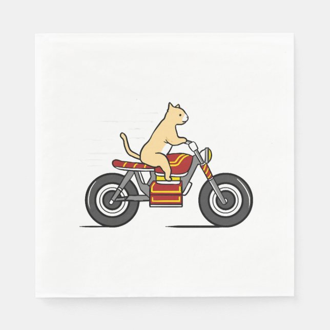 Servilleta De Papel Gato montando motocicleta (Anverso)