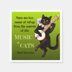 Servilleta De Papel Gato Musical Lindo Dos Medios de Refugio Schweitze