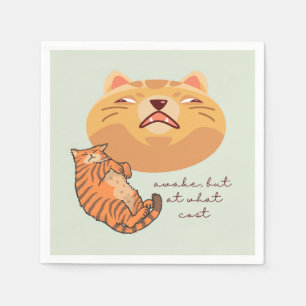 Servilleta De Papel Gato Naranja Cansado