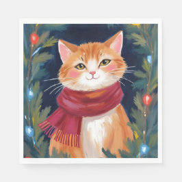 Servilleta De Papel Gato Naranja de Navidad Fiesta Mascota Fiesta