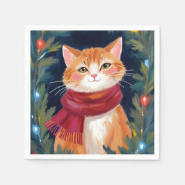 Servilleta De Papel Gato Naranja de Navidad Fiesta Mascota Fiesta