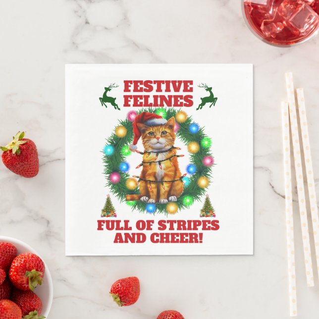 Servilleta De Papel Gato Naranja lindo Navidades gatos  navidades Gorr (In situ)