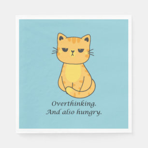 Servilleta De Papel Gato Naranja Sobrepensante Y Hambriento