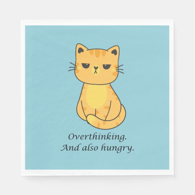 Servilleta De Papel Gato Naranja Sobrepensante Y Hambriento (Anverso)
