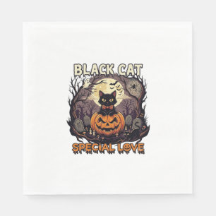 Servilleta De Papel Gato Negro Amor Especial Halloween Calabaza Luna L