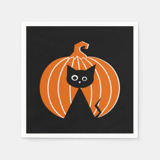 Servilleta De Papel Gato negro con calabaza