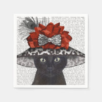 Gato negro con fabuloso Gorra