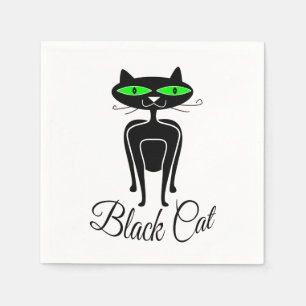 Servilleta De Papel Gato negro con ojos verdes