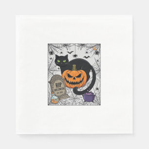 Servilleta De Papel Gato negro de Halloween calabaza lápida caldero Ri