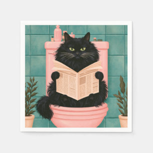 Servilleta De Papel Gato negro divertido en el baño