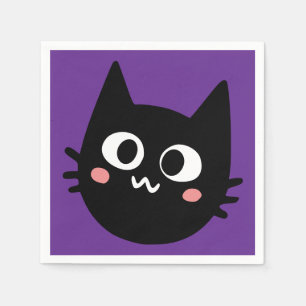 Servilleta De Papel Gato Negro Divertido Púrpura