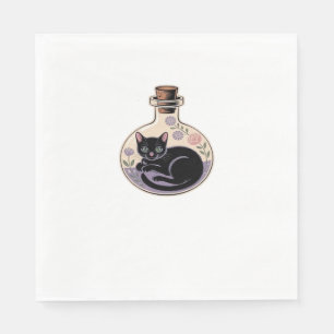 Servilleta De Papel Gato negro en botella de poción camiseta clásica