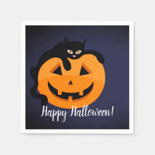 Servilleta De Papel Gato negro en la Halloween lunar