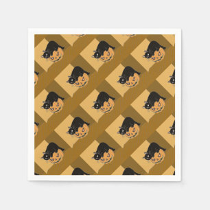 Servilleta De Papel Gato negro en una calabaza