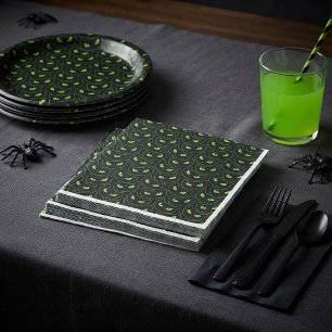 Servilleta De Papel Gato negro espeluznante ojos verdes neón Halloween