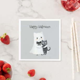 Servilleta De Papel Gato negro fantasma lindo de Halloween