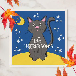 Servilleta De Papel Gato negro Halloween Estrellas Luna Niños adorable