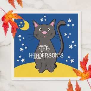 Servilleta De Papel Gato negro Halloween Estrellas Luna Niños adorable
