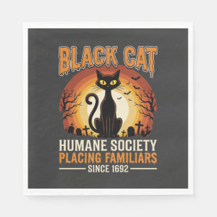Servilleta De Papel Gato Negro Halloween Familiar Antiguo Cementerio D