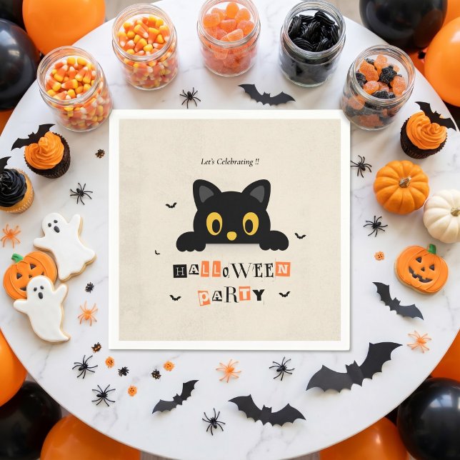 Servilleta De Papel Gato negro lindo de Halloween (Subido por el creador)