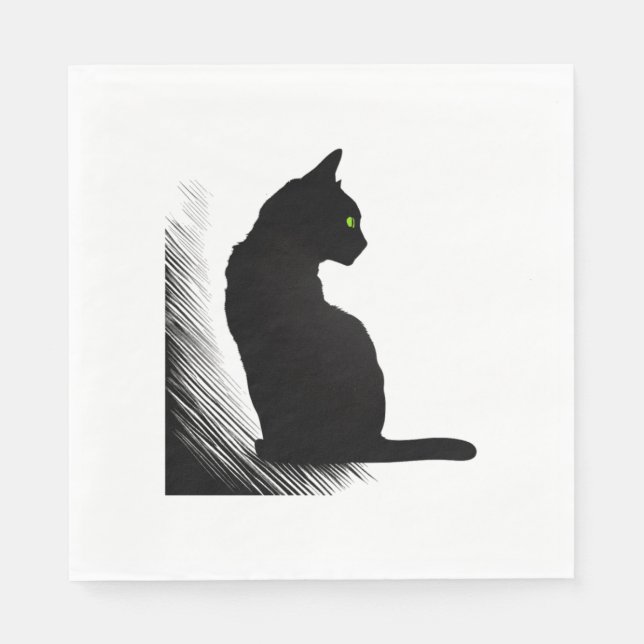 Servilleta De Papel Gato negro - Miau (Anverso)