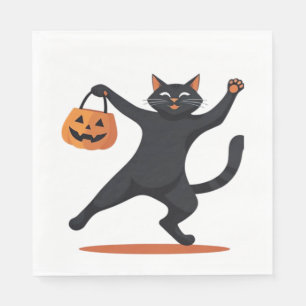 Servilleta De Papel Gato negro muriendo en el bash de Halloween, balan