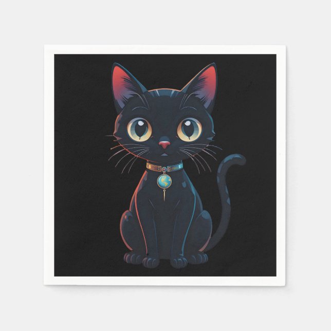 Servilleta De Papel Gato negro poco espeluznante (Anverso)