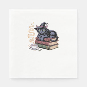 Servilleta De Papel Gato negro sobre la camiseta clásica de Spell Book