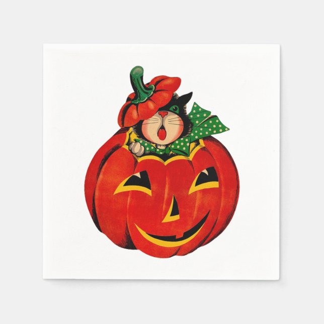 Servilleta De Papel Gato negro vintage (Anverso)