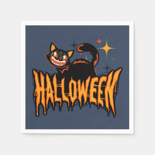 Servilleta De Papel Gato negro vintage espeluznante Halloween aterrado