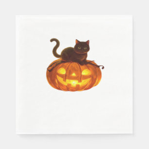 Servilleta De Papel Gato negro y calabaza - espeluznante Cla mágica de