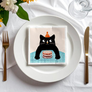 Servilleta De Papel Gato negro y pastel