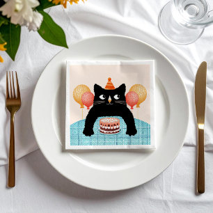 Servilleta De Papel Gato negro y pastel