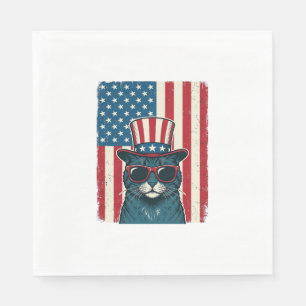 Servilleta De Papel Gato Patriótico Bandera Diseño de Camiseta de Grab