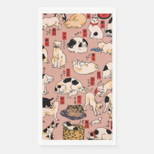 Servilleta De Papel Gato Patrón Ukiyo-e Japonés Antiguo: Kuniyoshi