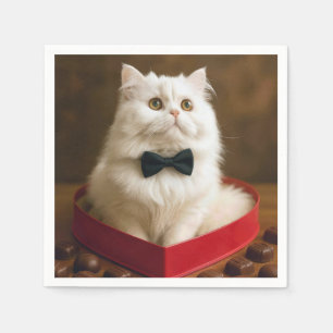 Servilleta De Papel Gato Persa de San Valentín en una caja de dulces e