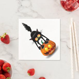 Servilleta De Papel Gato Personalizado asustado de Halloween en calaba