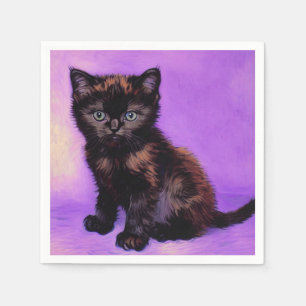 Servilleta De Papel Gato púrpura estilo Van Gogh