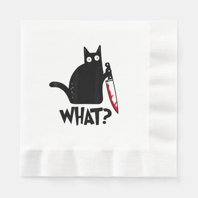 Servilleta De Papel Gato Qué_ Gracioso Gato Negro  (Anverso)