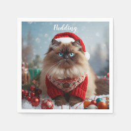 Servilleta De Papel Gato Ragdoll Festivo Navidad Personalizado 