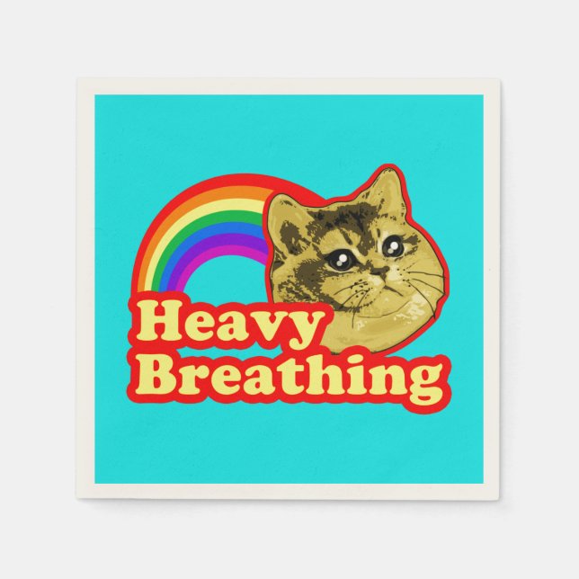 Servilleta De Papel Gato respirante fuerte con amor arcoiris (Anverso)