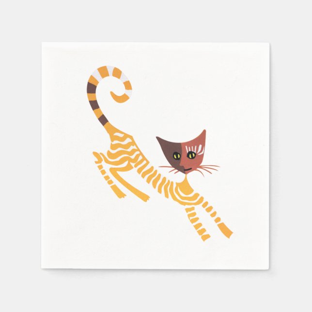 Servilleta De Papel Gato rojo gracioso (Anverso)