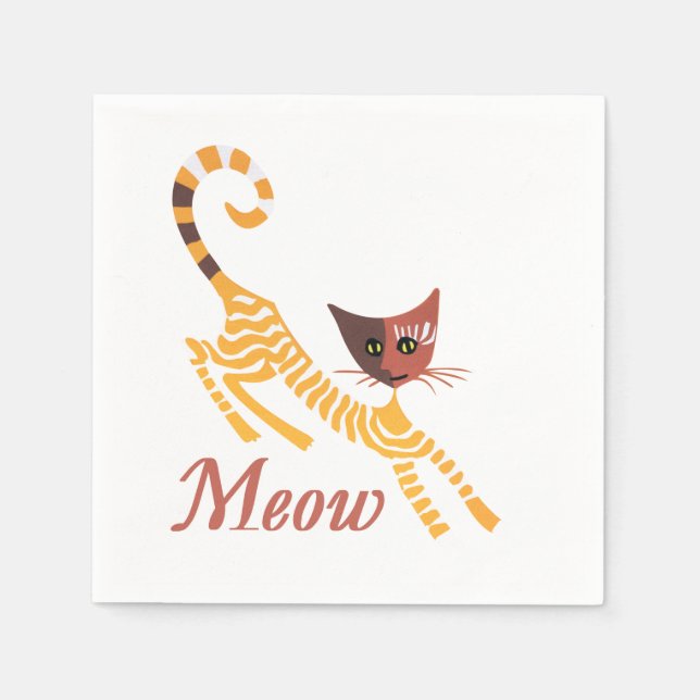 Servilleta De Papel Gato rojo gracioso (Anverso)