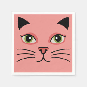 Servilleta De Papel Gato Rosa Retro