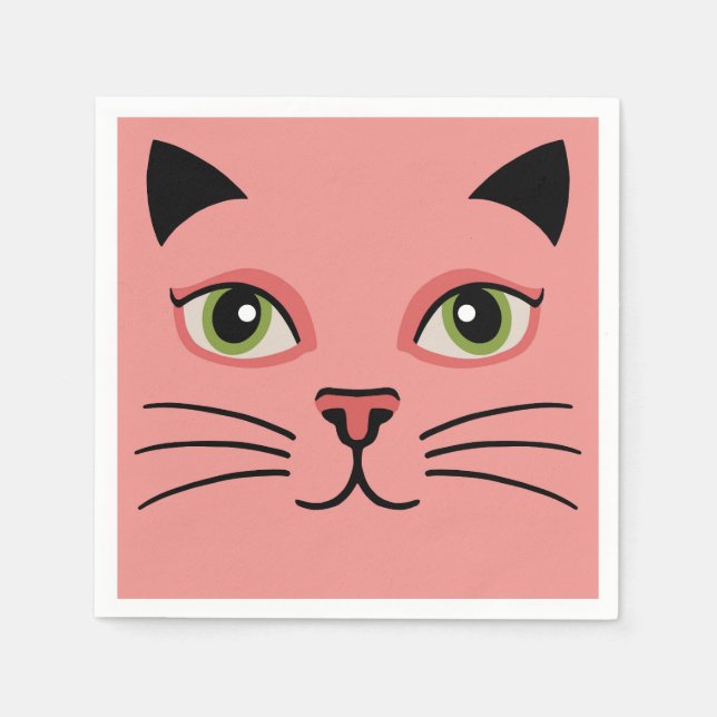 Servilleta De Papel Gato Rosa Retro (Anverso)