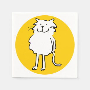 Servilleta De Papel Gato sonriente feliz como Ilustracion Personalizad